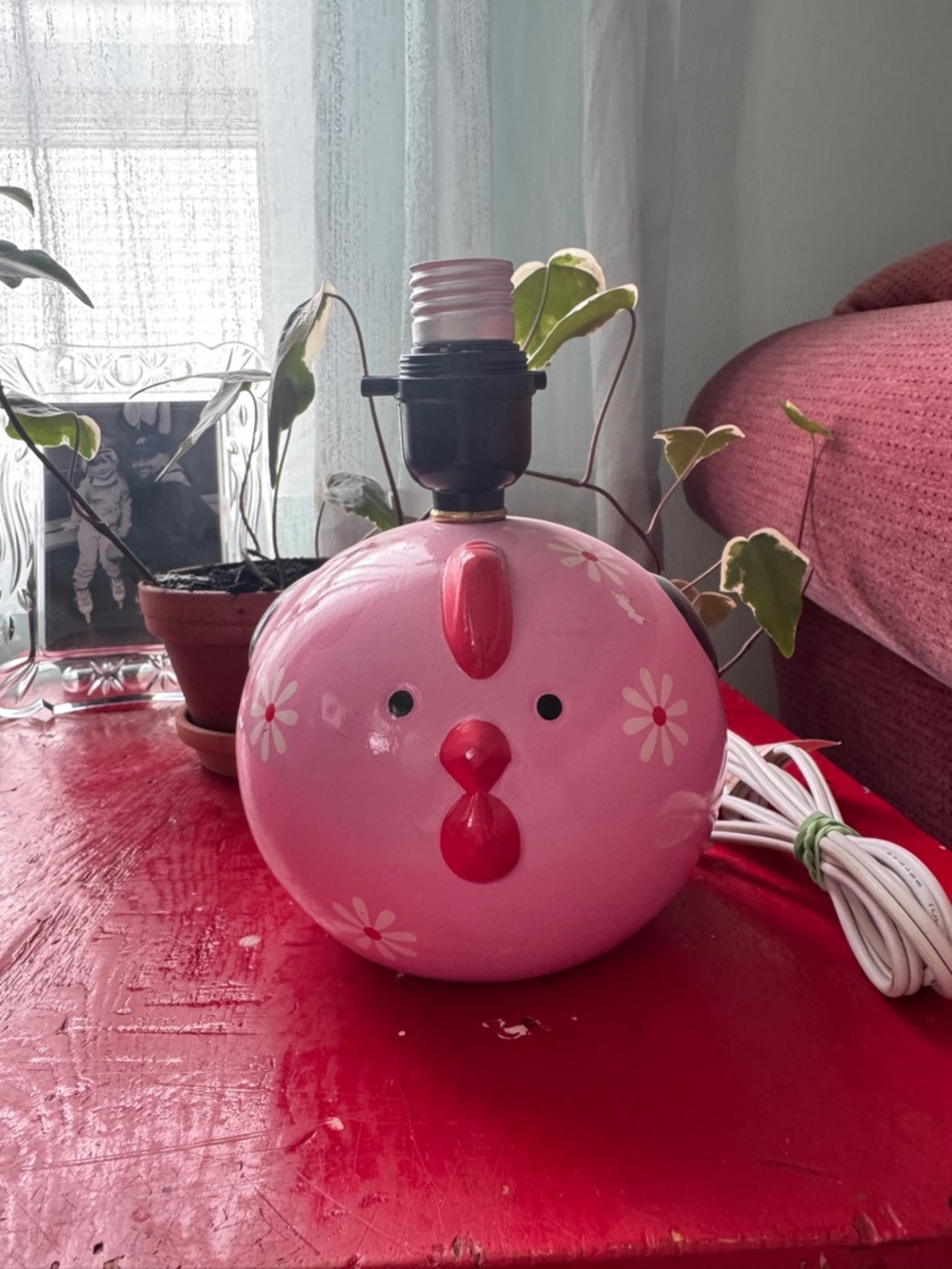 Pink Ceramic Chick Table Lamp